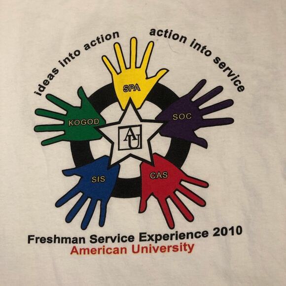 White 2010 American University Hand Star Graphic Tee - Picture 5 of 6